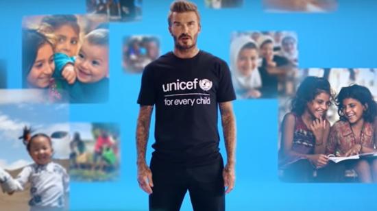 David Beckham, en el video difundido por Unicef sobre la campaña de vacunación.