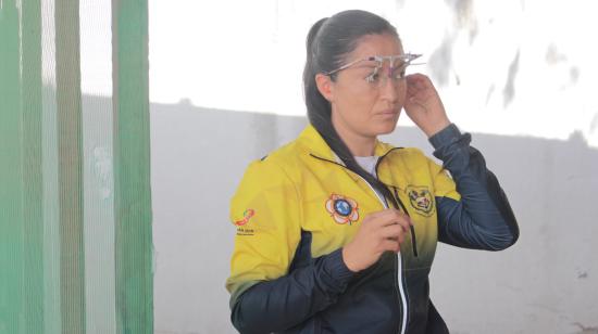 Diana Durango, durante una sesión de entrenamiento en Quito, el 9 de febrero de 2021.