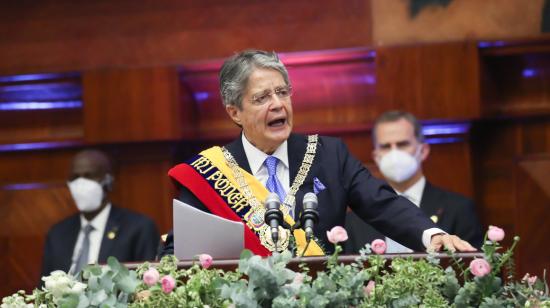 Guillermo Lasso en su primer discurso como presidente de la República, Quito 24 de mayo de 2021.