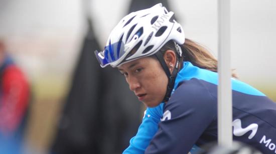 Miryam Núñez durante el Campeonato Nacional de Ciclismo de Pista, realizado del 22 al 24 de mayo de 2021 en Quito.