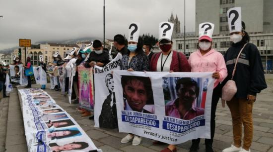 La Asociación de Familiares y Amigos de Personas Desaparecidas en Ecuador (Asfadec) realizó un plantón el 24 de mayo de 2021 en Quito. 