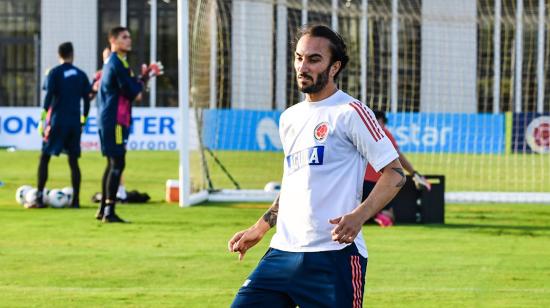 Sebastián Pérez, seleccionado de Colombia, en un entrenamiento.