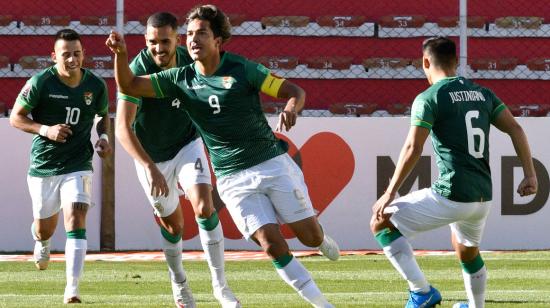 Marcelo Martins celebra su primer gol frente a Venezuela en la Fecha 7 de las Eliminatorias, el jueves 3 de junio de 2021.