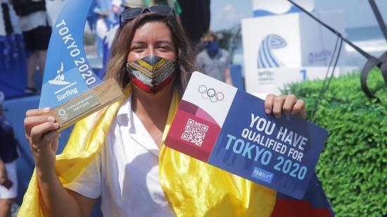 Barona celebra su clasificación a Tokio, el 5 de junio de 2021, en un torneo desarrollado en El Salvador.