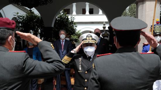 El presidente Guillermo Lasso participó en el Cambio de Mando de autoridades de la Casa Militar del Palacio de Gobierno, el 31 de mayo de 2021.