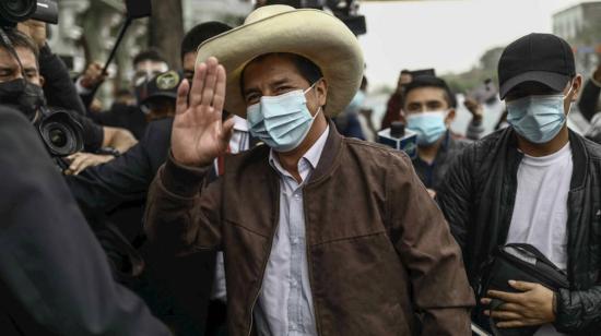 Pedro Castillo, llega a la Casa del Maestro en Lima. 15 de junio de 2021