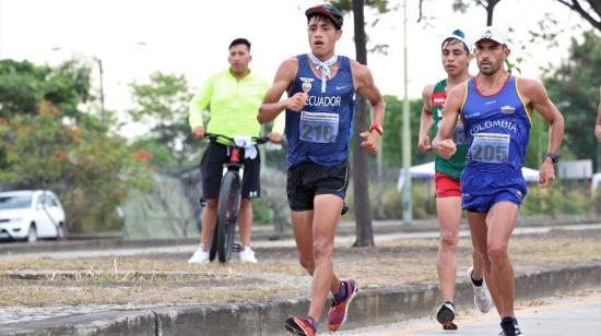 El marchista ecuatoriano durante la Copa Panamericana de Marcha, en Guayaquil.