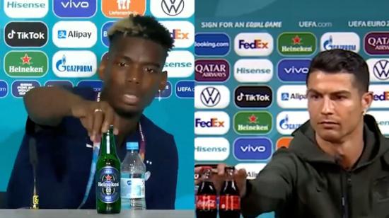 Pogba retiró la botella de Heineken y Rolando las de Coca-Cola, unos gestos que han planteado un nuevo reto para la UEFA. 