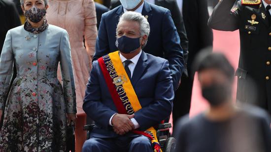 El expresidente Lenín Moreno, a su llegada a la ceremonia de transmisión de mando, el 24 de mayo de 2021.