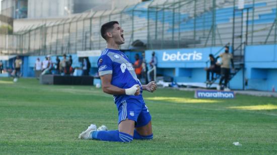 Facundo Barceló celebra su gol ante Manta el 18 de julio de 2021. 