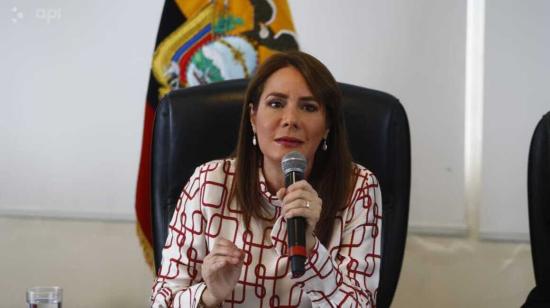 Viana Maino, ministra de telecomunicaciones, en rueda de prensa el 22 de julio de 2021.