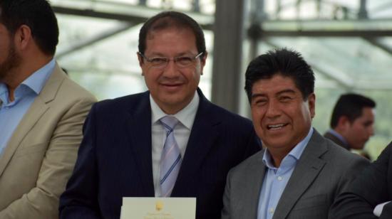 Santiago Guarderas y Jorge Yunda, el 13 de mayo de 2019, un día antes de que Yunda sea posesionado como Alcalde de Quito.