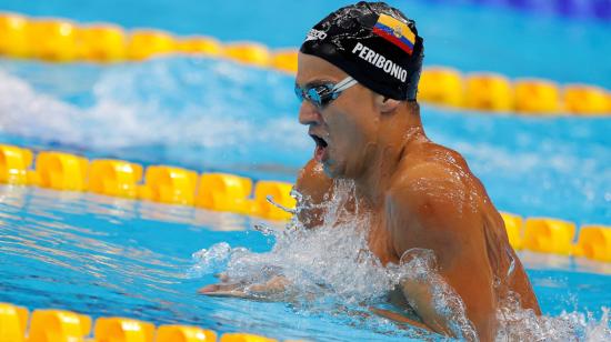 El ecuatoriano Tomás Peribonio compite en la prueba masculina de 400m Estilo de Natación durante los Juegos Olímpicos, el sábado 24 de julio de 2021.