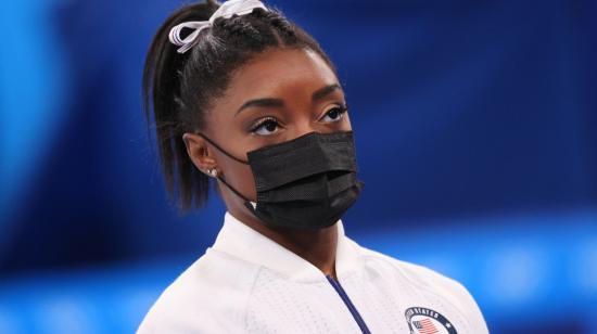 Simone Biles, después de la prueba de gimnasia por equipos en los Juegos de Tokio, el 27 de julio de 2021.