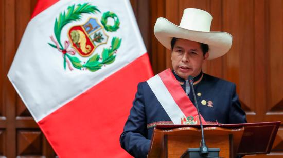 Pedro Castillo durante el acto de posesión como Presidente de Perú, en Lima, el 28 de julio de 2021.