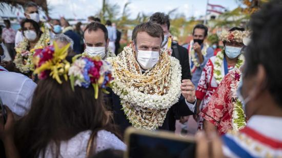 El presidente francés, Emmanuel Macron durante su visita a Polinesia Francesa, el 26 de julio de 2021.