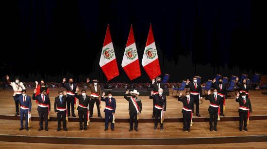 El presidente Pedro Castillo posesionó al Gabinete, en el  Gran Teatro Nacional de Lima, 29 de julio de 2021.