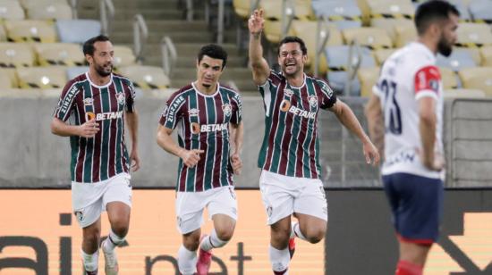 Los futbolistas de Fluminense festejan el gol ante Cerro Porteño por Libertadores, el 3 de agosto de 2021.