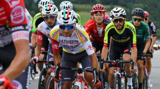 Alexander Cepeda con la camiseta amarilla de líder del Tour de Savoie, el sábado 7 de agosto de 2021. 