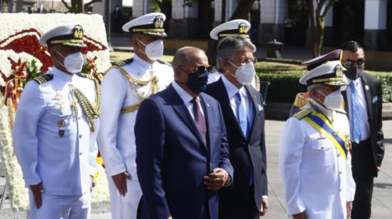 El presidente de la República, Guillermo Lasso, durante la ceremonia por los 212 años del Primer Grito de Independencia, el 10 de agosto de 2021.