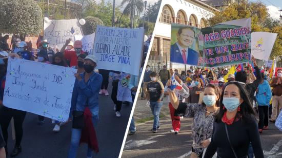 Marchas a favor y en contra del alcalde de Quito, Jorge Yunda, el 10 de agosto de 2021.