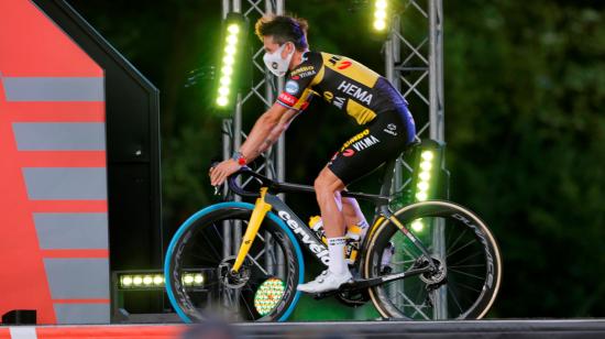 Primoz Roglic, durante la presentación del equipo Jumbo-Visma para la Vuelta a España, el 12 de agosto de 2021, en Burgos. 