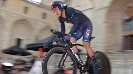 El carchense Richard Carapaz durante la contrarreloj de la Etapa 1 de la Vuelta a España, el sábado 14 de agosto de 2021. 