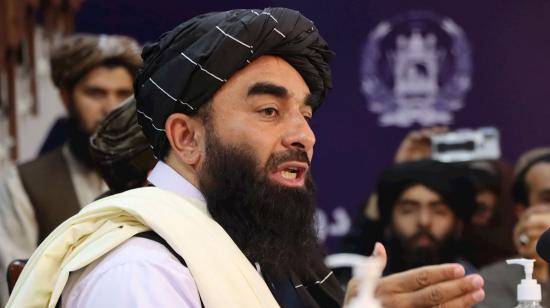 Zabihullah Mujahid, vocero de los talibanes. Rueda de prensa, 17 de agosto de 2021.