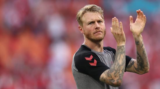 Simon Kjaer, durante el partido ante Gales por la Eurocopa, el 26 de junio de 2021. 