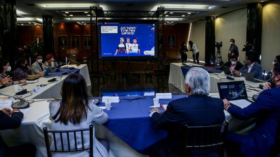 La Comisión de Salud de la Asamblea recibió al ministro del Deporte, Sebastián Palacios, para hablar de los Juegos Olímpicos, este 18 de agosto de 2021.