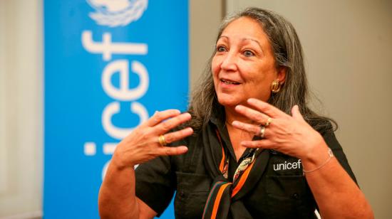 La directora regional de Unicef para América Latina y el Caribe, Jean Gough, durante su visita oficial a Ecuador, el 25 de agosto de 2021.