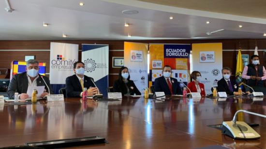 Representantes del sector empresarial en el evento de lanzamiento del Día del Orgullo Ecuatoriano, el 31 de agosto de 2021. 