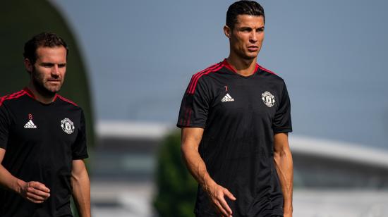 Cristiano Ronaldo cumple una jornada de entrenamiento con el Manchester United, el martes 7 de septiembre de 2021.