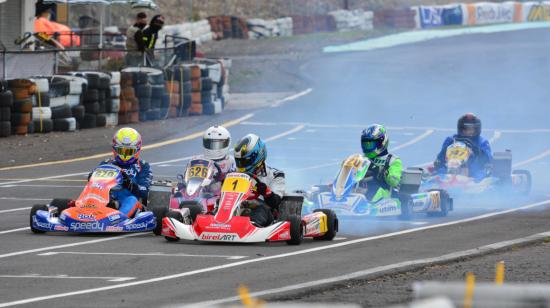 Los pilotos de la categoría Expert Rok durante la última válida del Rok Cup Ecuador, en Latacunga, el 12 de septiembre de 2021.