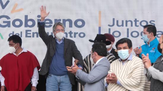 El presidente Guillermo Lasso en Guamote,  Chimborazo, el 15 de septiembre de 2021.
