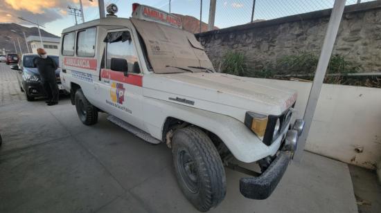 Una de las ambulancias que opera en el Hospital Básico de Vilcabamba, en Loja, en febrero de 2021.