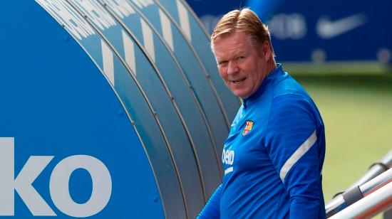 Ronald Koeman, al inicio del entrenamiento del 22 de septiembre previo al encuentro contra el Cádiz.