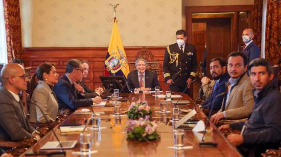 El presidente Guillermo Lasso durante la reunión de su gabinete económico en Carondelet, el 7 de julio de 2021.