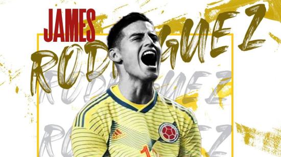 Arte del jugador colombiano, James Rodríguez, presentado por el Al Rayyán de Catar el miércoles 22 de septiembre de 2021.