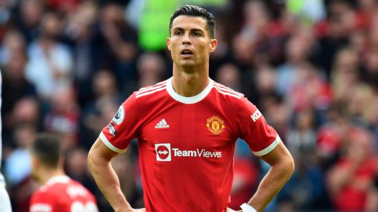 Cristiano Ronaldo, durante el partido ante el Aston Villa, en Old Trafford, el 25 de septiembre de 2021. 