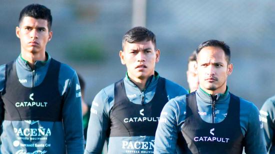 Jugadores de la selección de Bolivia, durante un entrenamiento en La Paz, el 29 de septiembre de 2021. 