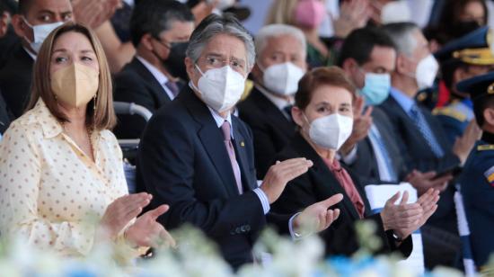 El presidente Guillermo Lasso durante la ceremonia de posesión de la comandante de la Policía, Tanny Varela, el 15 de julio de 2021.