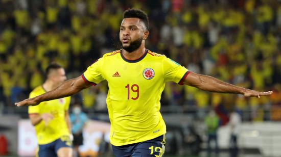 Miguel Ángel Borja, en el partido de Colombia ante Chile, en Barranquilla, el 9 de septiembre de 2021.