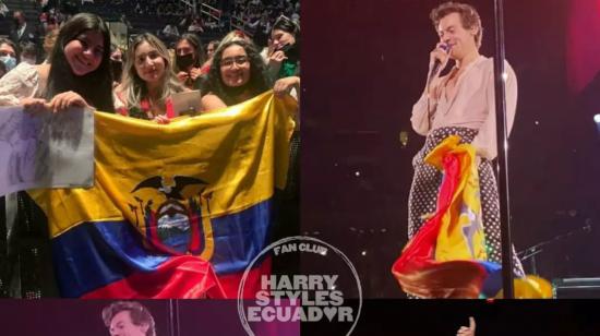 Harry Styles ante sus admiradoras, con la bandera de Ecuador.