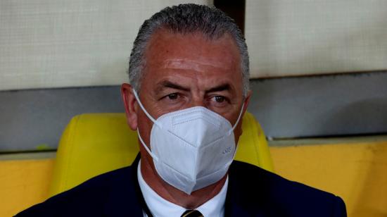 Gustavo Alfaro, durante el partido de Ecuador ante Bolivia, en el Estadio Banco Pichincha, en Guayaquil, el 7 de octubre de 2021. 