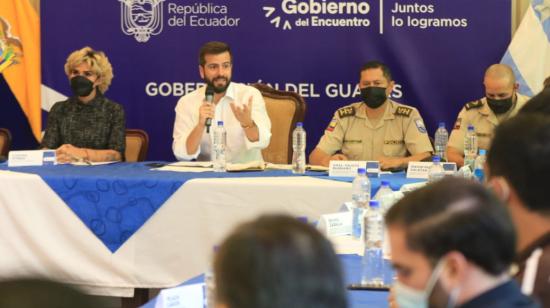 La mesa de seguridad se instaló la tarde del 18 de octubre de 2021 en la Gobernación del Guayas.