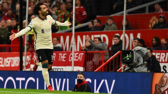 Mohamed Salah, durante el partido del Liverpool ante el Manchester United, en Old Trafford, el 24 de octubre de 2021. 