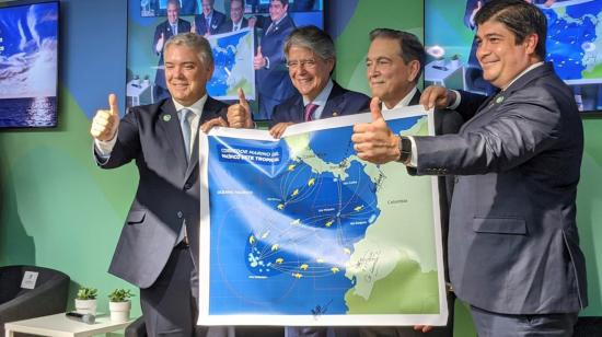 Los presidentes de Costa Rica, Colombia, Ecuador y Panamá  en la cumbre mundial COP26. Reino Unido, 2 de noviembre de 2021