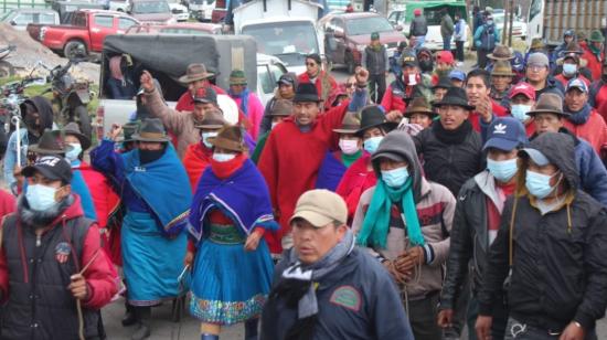 Leonidas Iza, presidente de la Conaie, en Alausí (Chimborazo), el 28 de octubre de 2021.