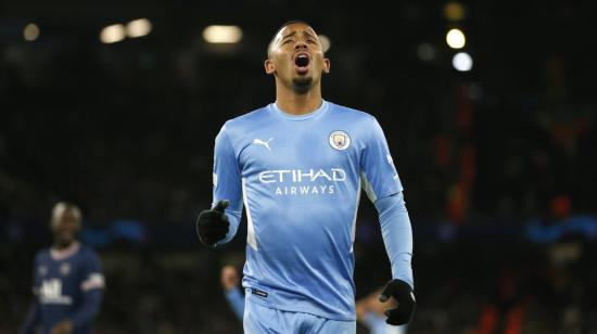 El delantero del Manchester City, Gabriel Jesus, celebra un gol ante el PSG, el miércoles 24 de noviembre de 2021.